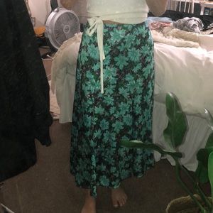 Zara silk floral midi skirt with slit